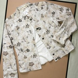 Christopher & Banks Blazer w/Neutral Floral Print